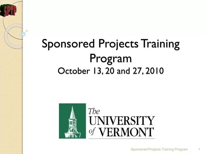 sponsored projects training program october 13 20 and 27 2010