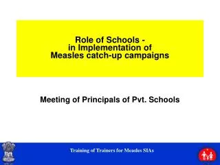 Role of Schools - in Implementation of Measles catch-up campaigns