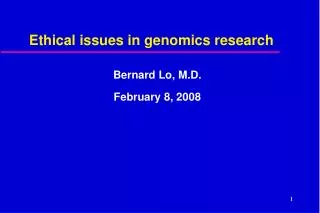 Ethical issues in genomics research