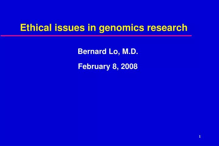 ethical issues in genomics research