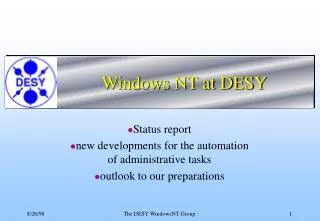 Windows NT at DESY