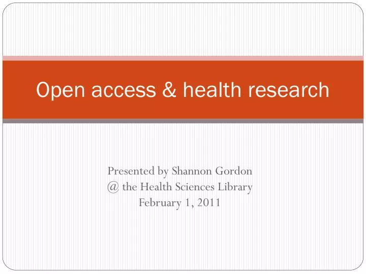 open access health research