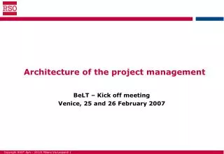 Architecture of the project management
