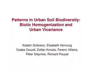 Patterns in Urban Soil Biodiversity: Biotic Homogenization and Urban Vicariance