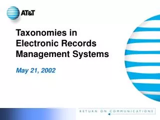 Taxonomies in Electronic Records Management Systems