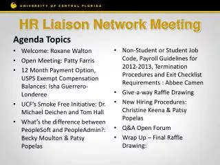 HR Liaison Network Meeting