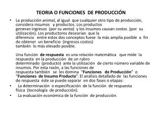 teoria o funciones de producci n