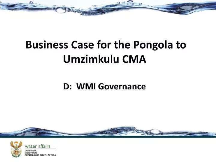 business case for the pongola to umzimkulu cma d wmi governance