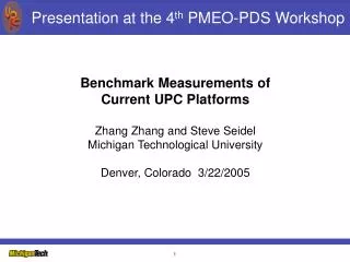 Presentation at the 4 th PMEO-PDS Workshop