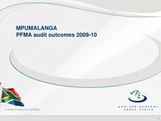 MPUMALANGA PFMA audit outcomes 2009-10
