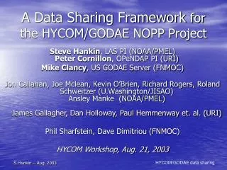A Data Sharing Framework for the HYCOM/GODAE NOPP Project