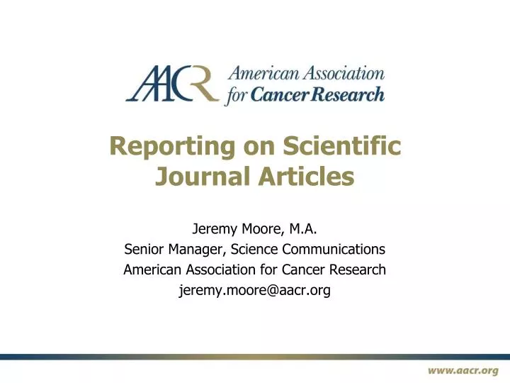 reporting on scientific journal articles