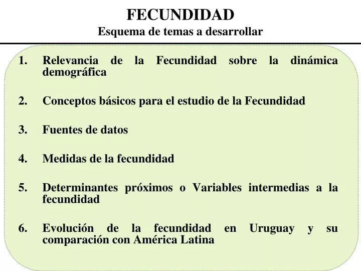 fecundidad esquema de temas a desarrollar