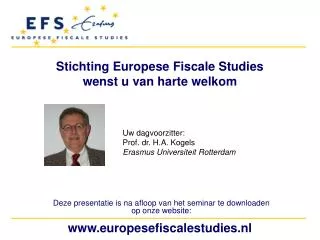 Stichting Europese Fiscale Studies wenst u van harte welkom