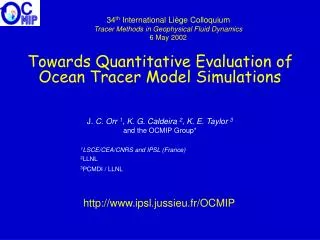 Towards Quantitative Evaluation of Ocean Tracer Model Simulations