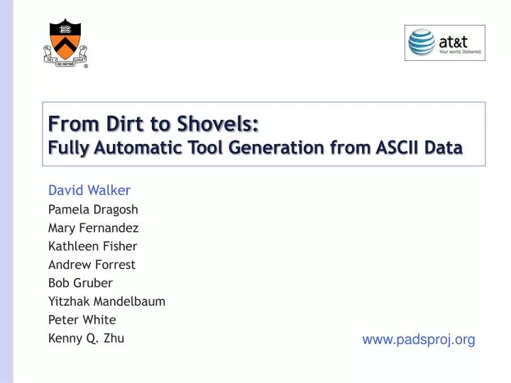 from dirt to shovels fully automatic tool generation from ascii data