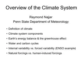 Overview of the Climate System