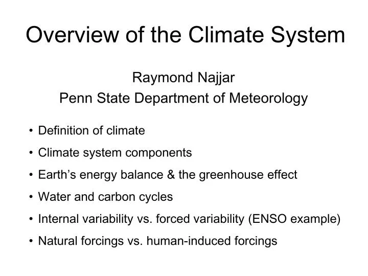 overview of the climate system