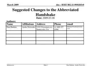 Suggested Changes to the Abbreviated Handshake
