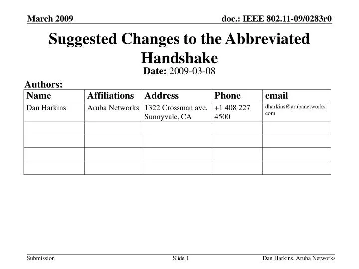 suggested changes to the abbreviated handshake