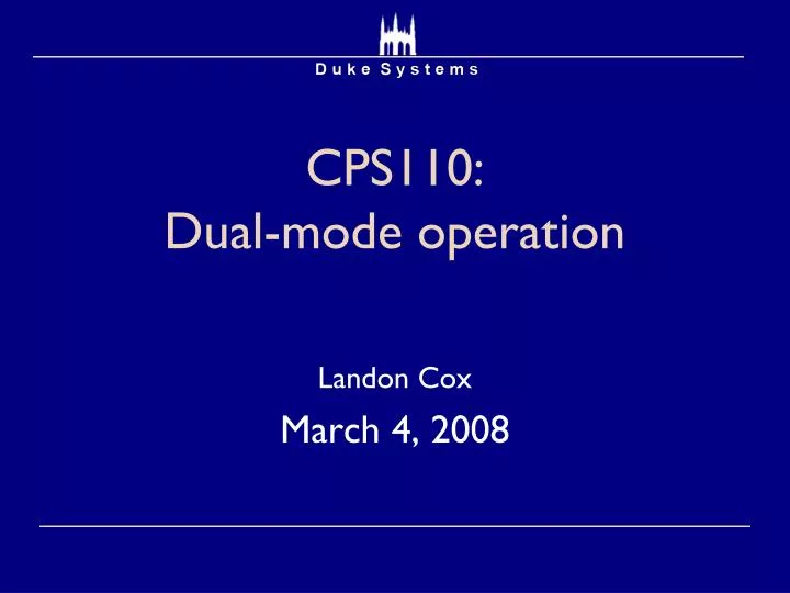 cps110 dual mode operation
