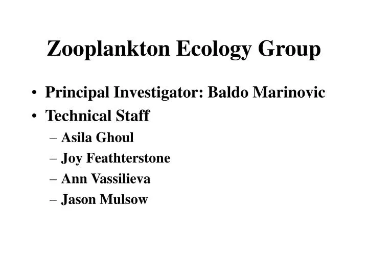 zooplankton ecology group