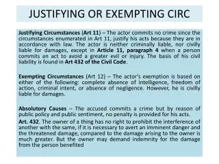 JUSTIFYING OR EXEMPTING CIRC