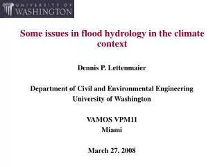 Some issues in flood hydrology in the climate context