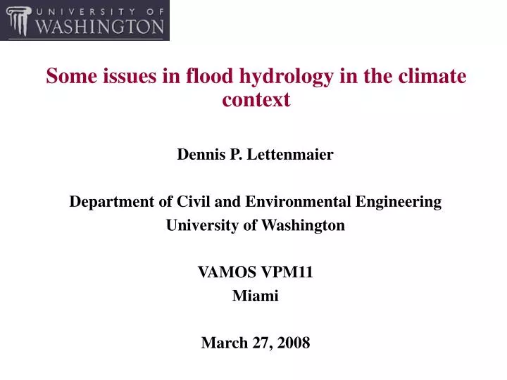 some issues in flood hydrology in the climate context