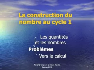 les quantit s et les nombres probl mes vers le calcul