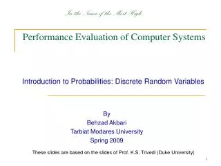Performance Evaluation of Computer Systems