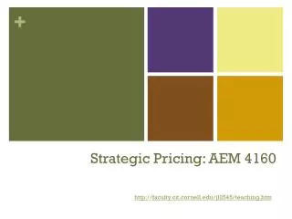 Strategic Pricing: AEM 4160