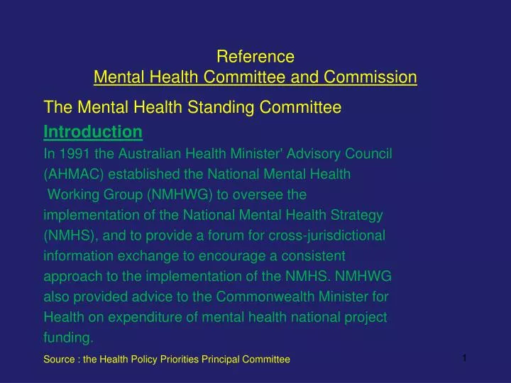 reference mental health committee and commission