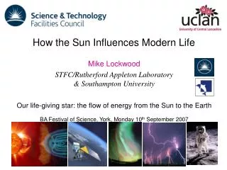 Mike Lockwood STFC/Rutherford Appleton Laboratory &amp; Southampton University