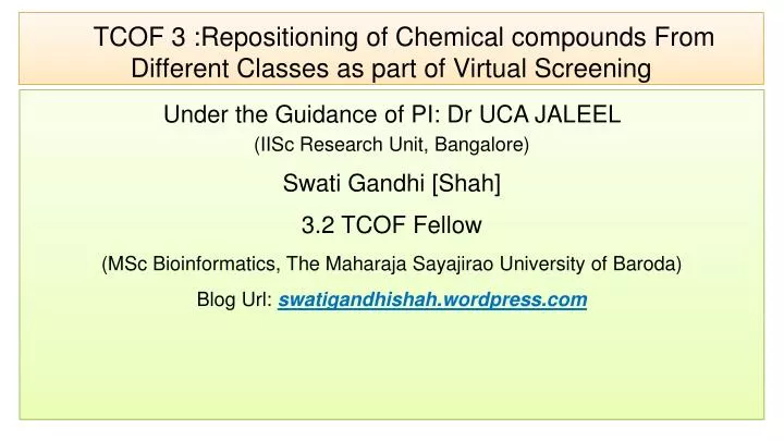 tcof 3 repositioning of chemical compounds from different classes as part of virtual screening