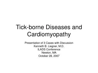 Tick-borne Diseases and Cardiomyopathy