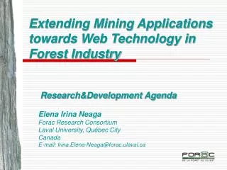 Extending Mining Applications towards Web Technology in Forest Industry