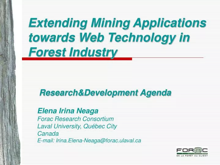 extending mining applications towards web technology in forest industry