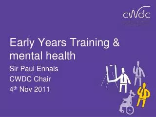 Early Years Training &amp; mental health