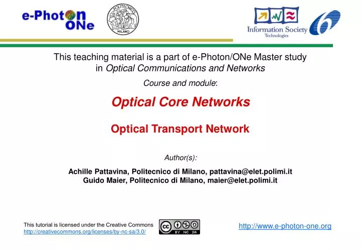 optical core networks optical transport network