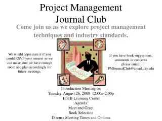 Project Management Journal Club