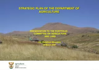 STRATEGIC PLAN OF THE DEPARTMENT OF AGRICULTURE