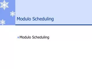 Modulo Scheduling