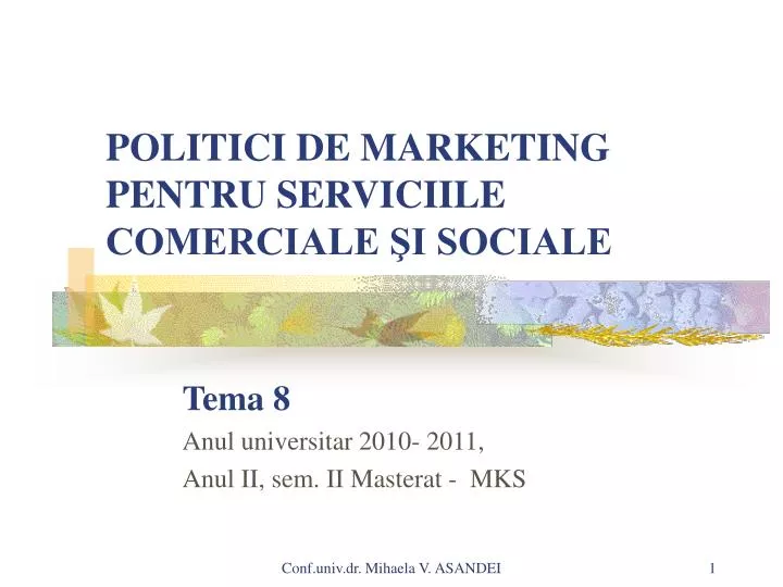 politici de marketing pentru serviciile comerciale i sociale