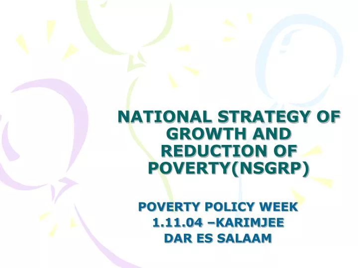 national strategy of growth and reduction of poverty nsgrp