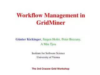 Workflow Management in GridMiner