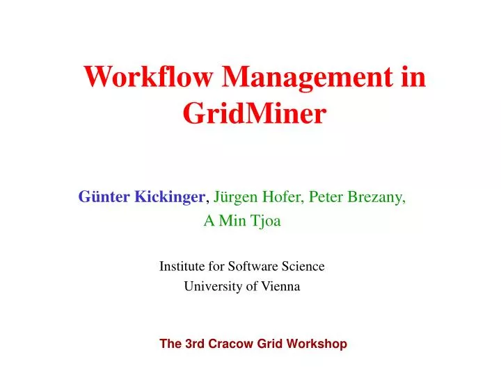 workflow management in gridminer