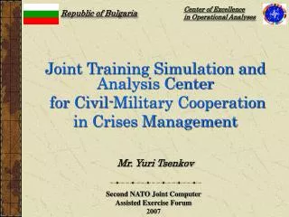 Joint Training Simulation and Analysis Center for Civil-Military Cooperation