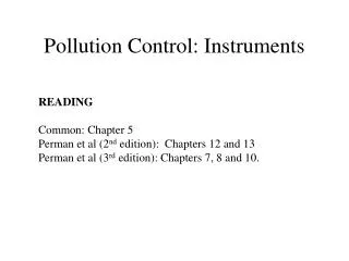 Pollution Control: Instruments