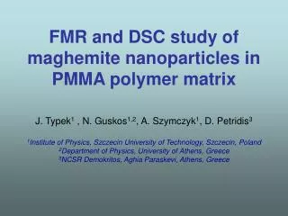 FMR and DSC study of maghemite nanoparticles in PMMA polymer matrix